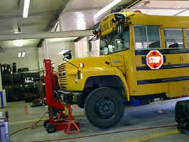 Fleet Maintenance working on a school bus